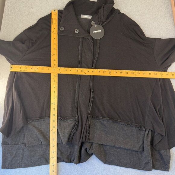 Alembika Women's Size Small Black Button Front Cardigan Jacket Lagenlook Drape‎ - Picture 2 of 12